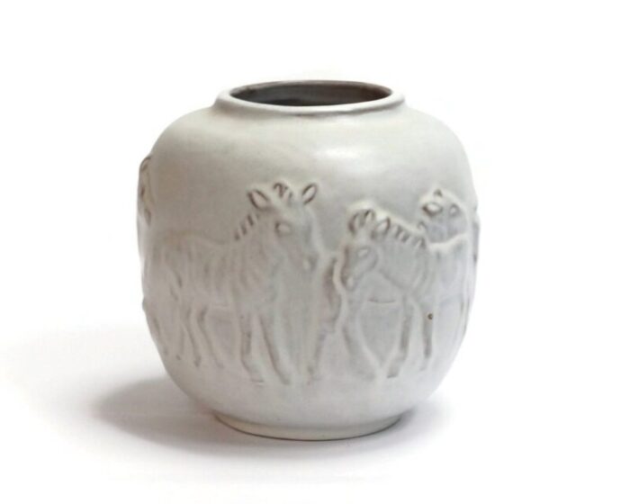 white zebra relief vase by mobach utrecht 1960s 1