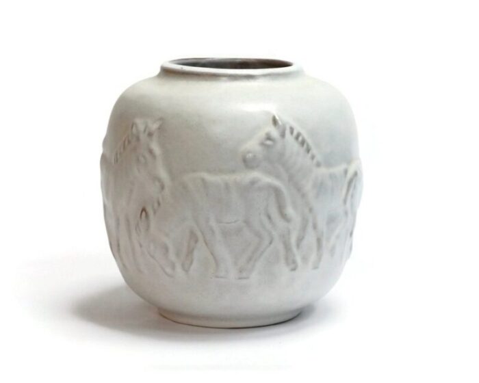 white zebra relief vase by mobach utrecht 1960s 2