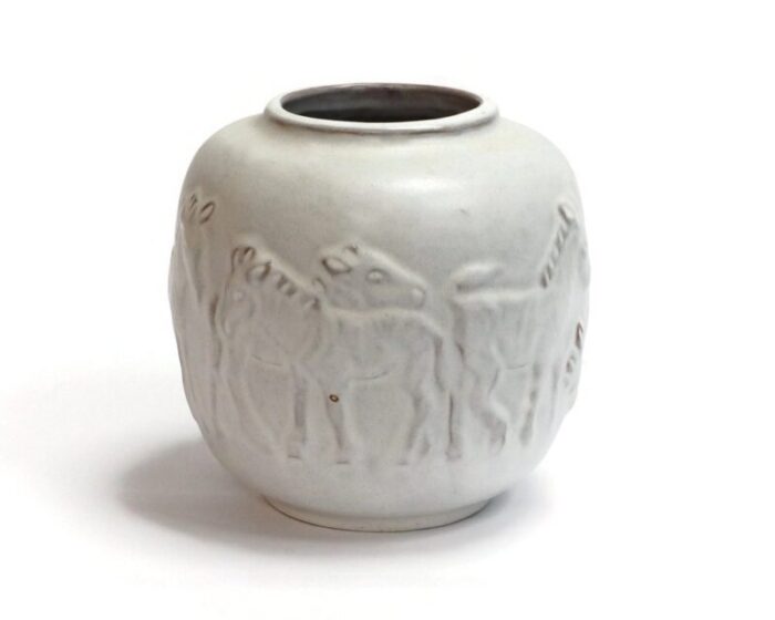 white zebra relief vase by mobach utrecht 1960s 3