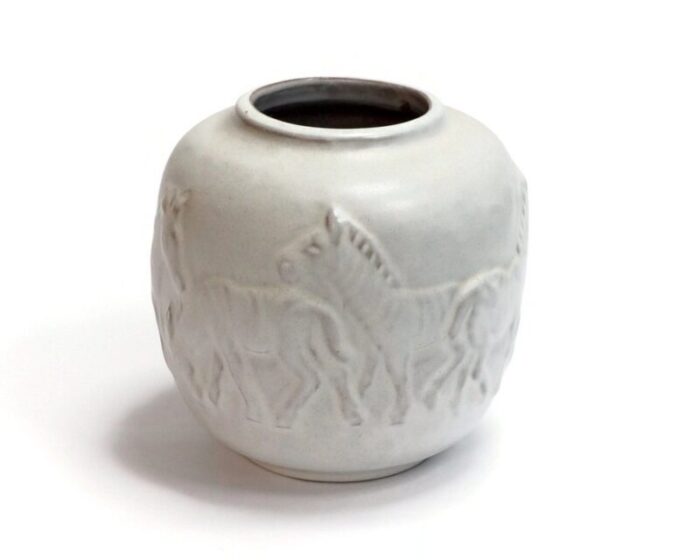 white zebra relief vase by mobach utrecht 1960s 4