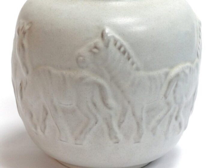 white zebra relief vase by mobach utrecht 1960s 7