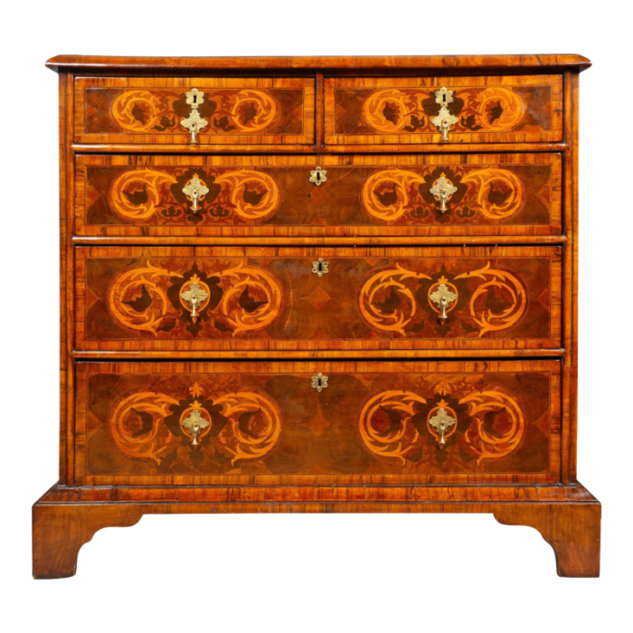 william and mary walnut and oyster veneer chest of drawers 8834