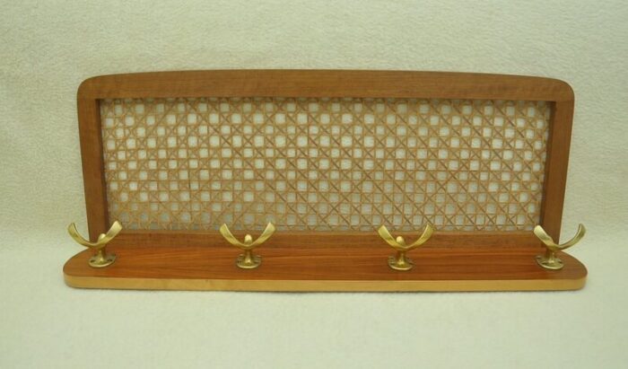 wood raffia coat rack 1960s 3