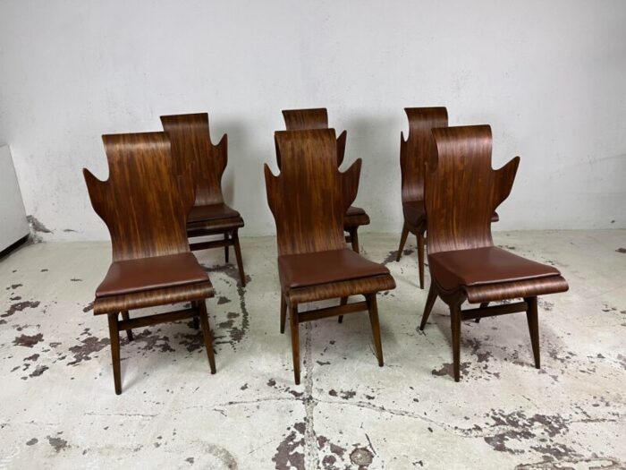 wooden fiamma dining chairs by dante latorre for pozzi and verga 1960s set of 6 3271