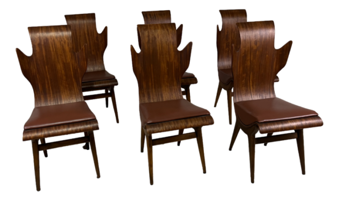 wooden fiamma dining chairs by dante latorre for pozzi and verga 1960s set of 6 5644