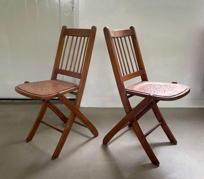 wooden folding chairs by michael thonet for thonet 1940s set of 2 7824