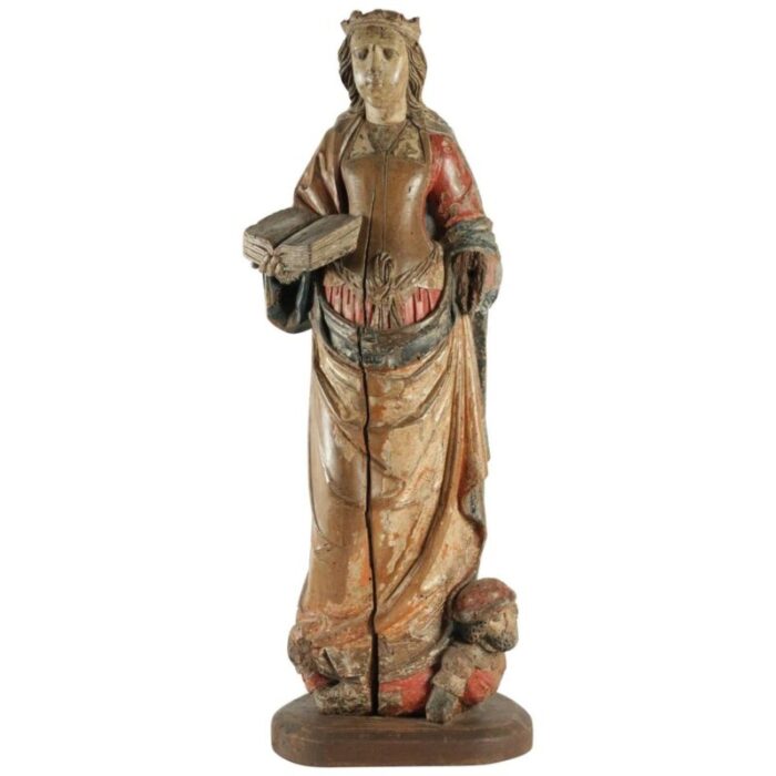 wooden sculpture of saint catherine in walnut 1