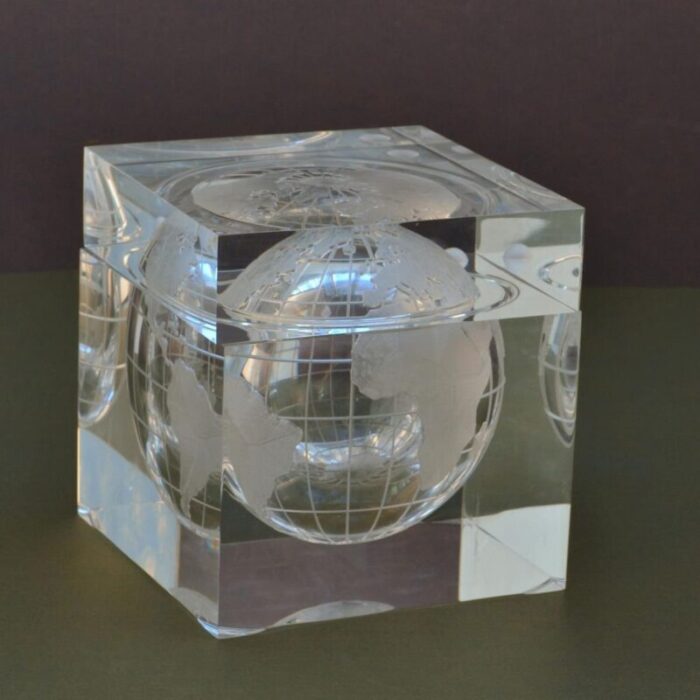 world globe acrylic cube ice bucket by alessandro albrizzi 1960s 2