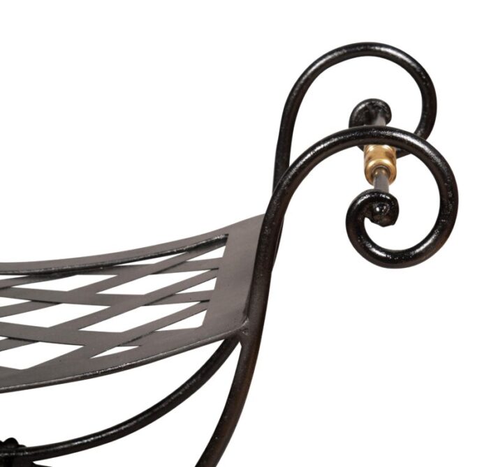 wrought iron and brass benches a pair 2736