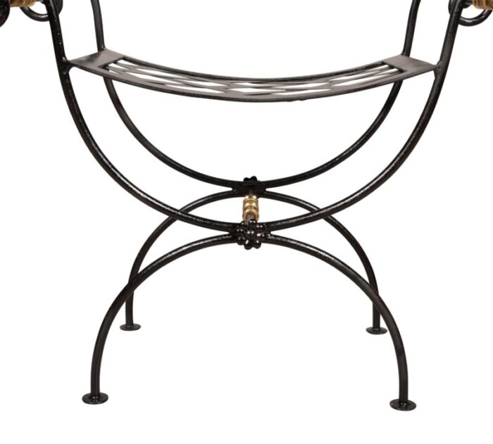 wrought iron and brass benches a pair 6864