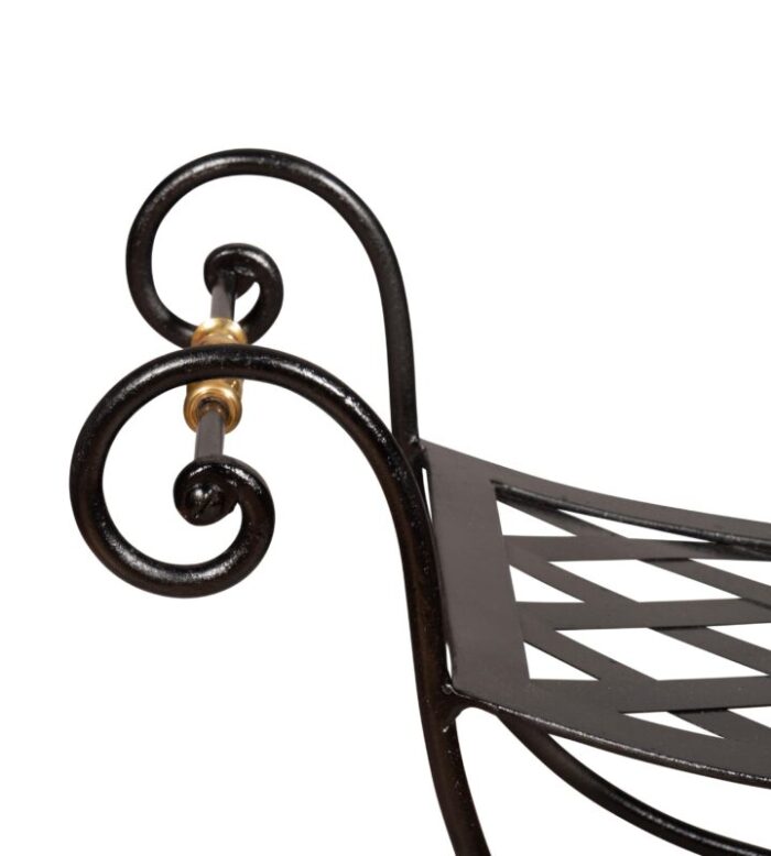 wrought iron and brass benches a pair 8698