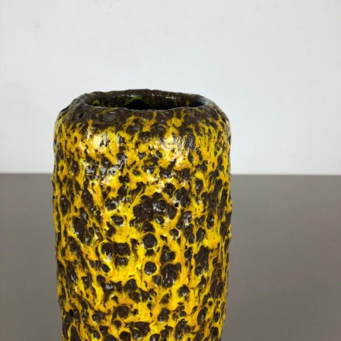 yellow fat lava multi color vase from scheurich wgp 1970s 11