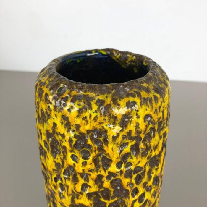 yellow fat lava multi color vase from scheurich wgp 1970s 14