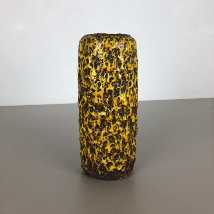 yellow fat lava multi color vase from scheurich wgp 1970s 2